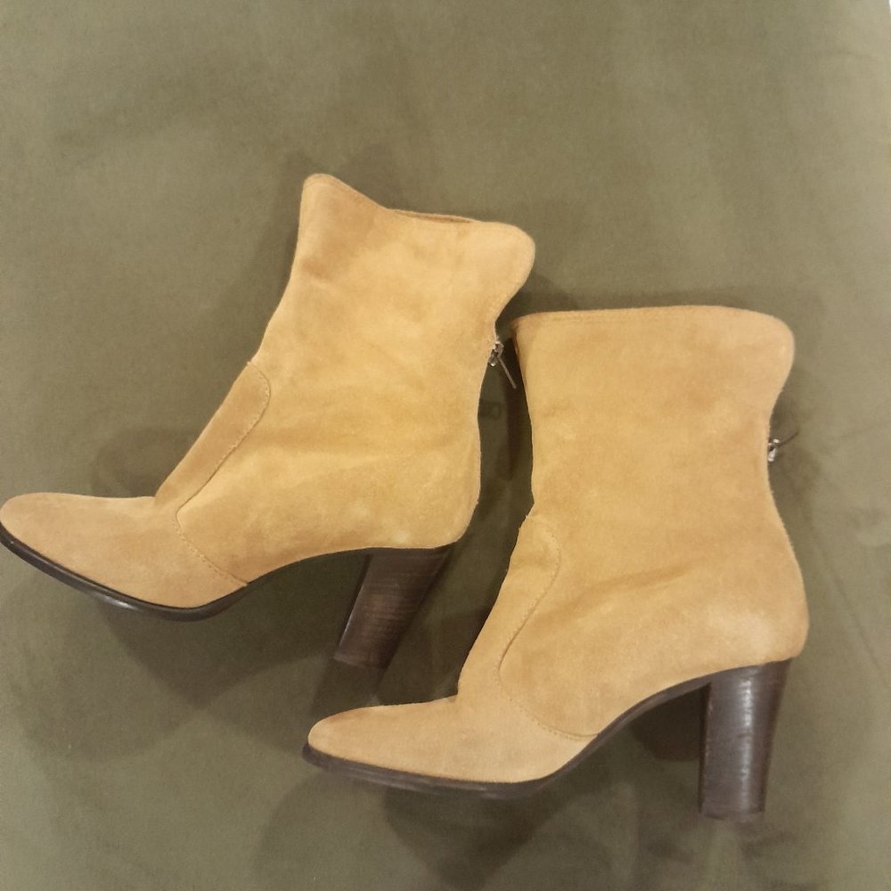 Mustard yellow suede boots